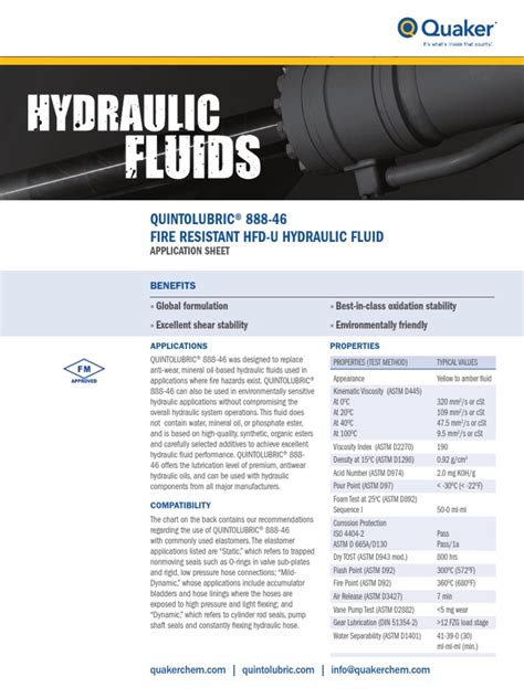 quintolubric|Fire Resistant Hydraulic Fluid TYPE HFD.